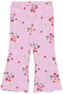 Hema Babylegging flared fit rib bloemen paars (paars) - 92
