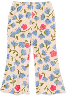 Hema Babylegging flared rib velours bloemen ecru (ecru) - 68