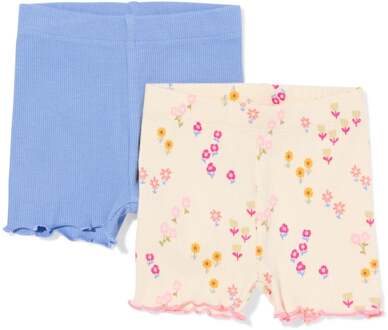 Hema Babyleggings rib bloemen - 2 stuks blauw (blauw) - 92