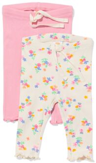 Hema Babyleggings rib bloemen - 2 stuks ecru (ecru) - 62