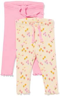 Hema Babyleggings rib bloemen - 2 stuks roze (roze) - 86