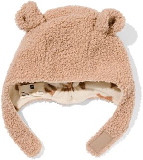 Hema Babymuts teddy met oren beige (beige) - 0-4 m