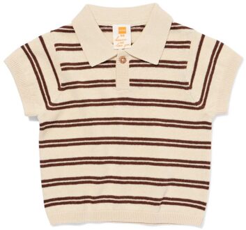 Hema Babypolo fijngebreid strepen ecru (ecru) - 80