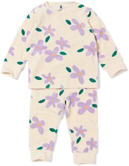 Hema Babypyjama velvet bloemen gebroken wit (gebroken wit) - 86/92