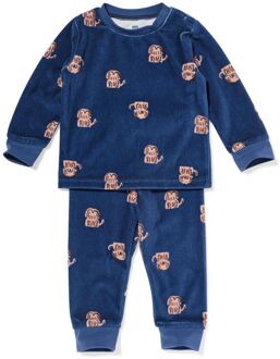 Hema Babypyjama velvet hond blauw (blauw) - 86/92