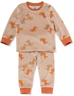 Hema Babypyjama velvet honden bruin (bruin) - 98/104