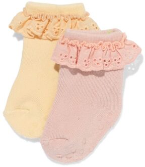 Hema Babysokken badstof broderie - 2 paar oudroze (oudroze) - 6-12 m