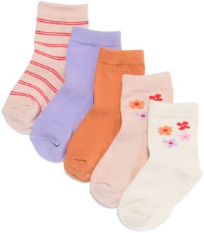 Hema Babysokken bloemen - 5 paar oudroze (oudroze) - 6-12 m