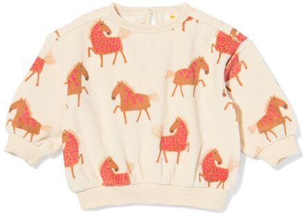 Hema Babysweater velours paarden ecru (ecru) - 86
