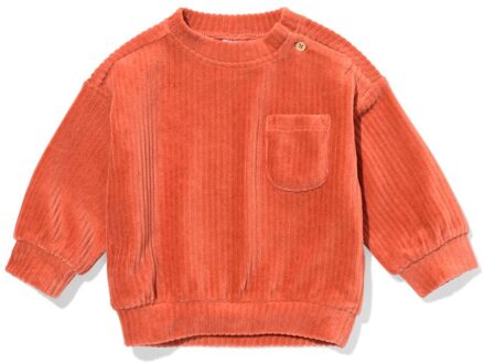 Hema Babysweater velours rib roze (roze) - 62