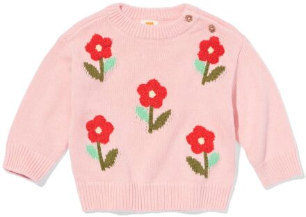 Hema Babytrui fijngebreid bloemen lichtroze (lichtroze) - 80