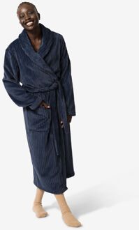 Hema Badjas rib fleece donkerblauw (donkerblauw) - S/M