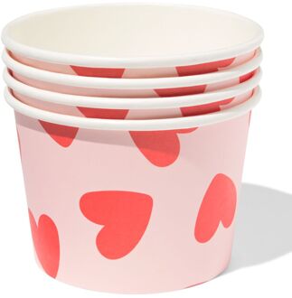 Hema Bakjes 450ml papier hartjes - 4 stuks (rood)