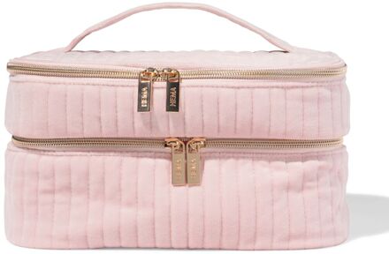 Hema Beauty case 25x17cm velours rib roze