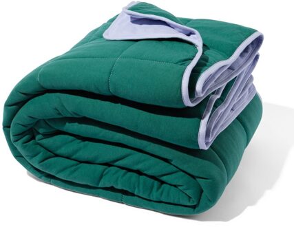 Hema Bedsprei jersey streep groen/lila 260x235 (groen)
