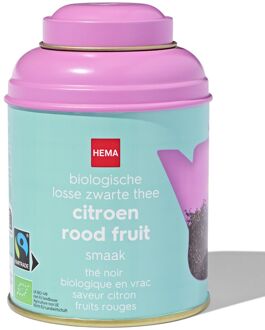 Hema Bio zwarte thee citroen-rood fruit 75gr in blik