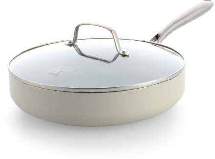 Hema BK hapjespan met deksel Ø28cm keramisch PFAS-vrij beige