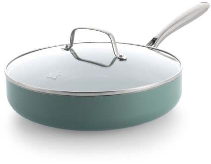 Hema BK hapjespan met deksel Ø28cm keramisch PFAS-vrij groen