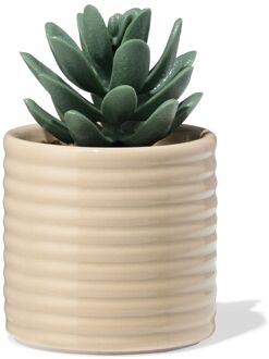 Hema Bloempot ⌀7x6.6cm keramiek ribbels beige (beige)