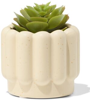 Hema Bloempot ⌀7x6cm keramiek ribbels zand (zand)