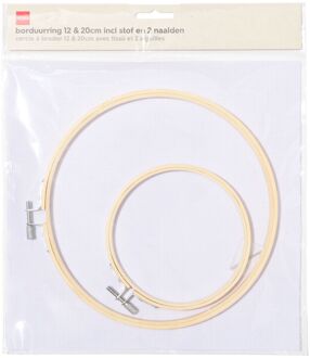 Hema Borduurring ⌀12+20cm inclusief stof en 2 naalden