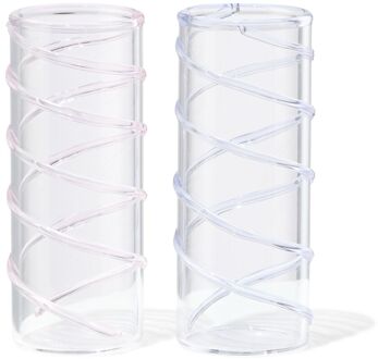 Hema Borrelglaasjes spiraal roze-lila - 2 stuks
