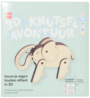 Hema Bouwplaat 3D hout olifant
