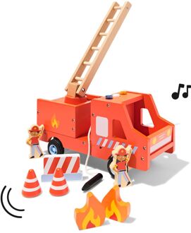 Hema Brandweerwagen 27x16x13cm hout