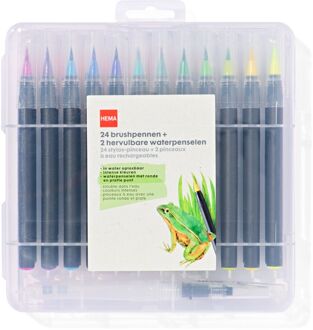 Hema Brushpennen en hervulbare waterpenselen 26-delig