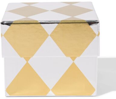 Hema Cadeaudoos 11x11x9cm ruiten goud-zilver
