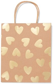 Hema Cadeautas 18x29cm hartjes goud