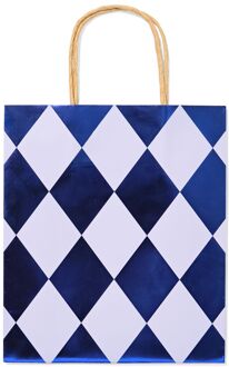 Hema Cadeautas 18x29cm ruiten blauw