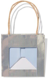 Hema Cadeautasje met venster 10x11x11cm blauw strepen goud