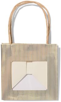 Hema Cadeautasje met venster 10x11x11cm wit strepen goud
