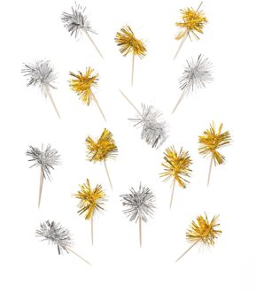 Hema Cocktailprikkers 8cm goud-zilver - 15 stuks (goud)