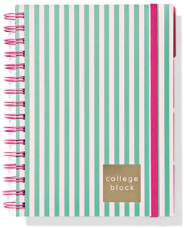 Hema Collegeblok A5 lijnen strepen groen-roze