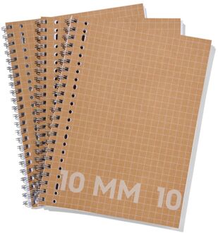 Hema Collegeblokken kraft A4 geruit 10mm - 3 stuks