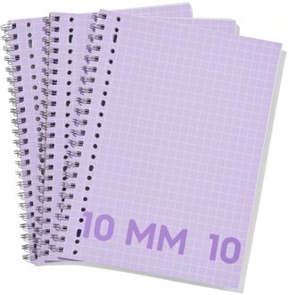 Hema Collegeblokken lila A4 geruit 10mm - 3 stuks