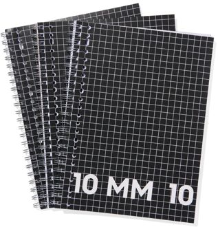 Hema Collegebloks zwart A4 geruit 10mm - 3 stuks