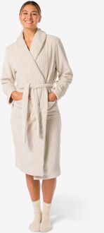 Hema Dames badjas rib fleece beige (beige) - S/M