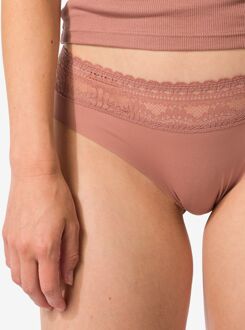 Hema Dames brazilian micro met kanten tailleband lichtbruin (lichtbruin) - S