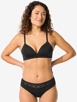 Hema Dames brazilian micro met kanten tailleband zwart (zwart)