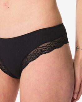 Hema Dames brazilian rib met kant zwart (zwart) - S