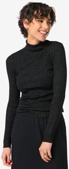 Hema Dames coltrui Nova met ribbels en glitters zwart (zwart) - L