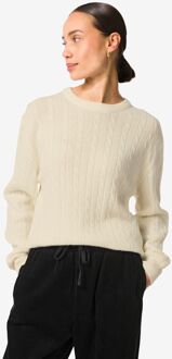 Hema Dames kabeltrui Fiep gebroken wit (gebroken wit) - XL