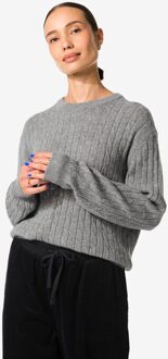 Hema Dames kabeltrui Fiep grijsmelange (grijsmelange) - XL