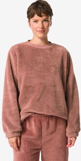 Hema Dames loungetop teddy middenbruin (middenbruin) - XL