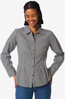Hema Dames overshirt Donna flanel ruiten zwart/wit (zwart/wit) - XL