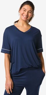 Hema Dames pyjamatop viscose donkerblauw (donkerblauw) - M