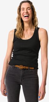Hema Dames singlet Anouk met ribbels zwart (zwart) - XL